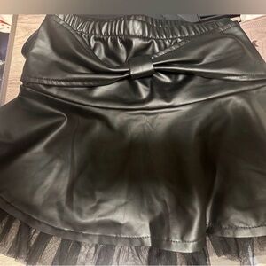 Girls Faux Leather Black Mini Skirt size 10-11